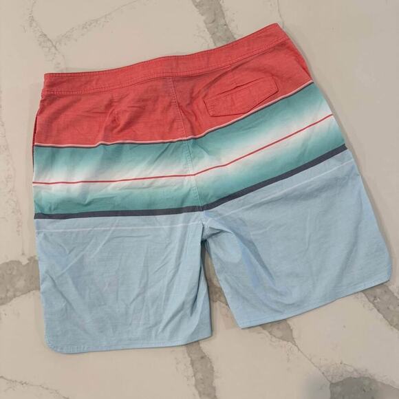 Goodfellow & Co™ Board Shorts Swim Trunks Men’s 40 Blue/Red Striped Tie Front - Picture 4 of 6